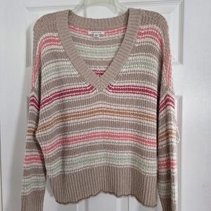 American Eagle Outfitters Striped V-Neck Sweater